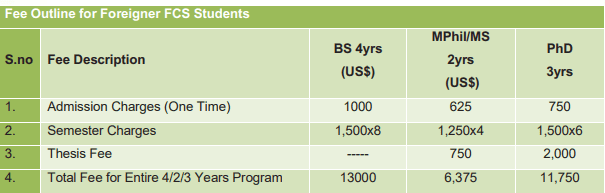 ndu fee structure for foreigner students
