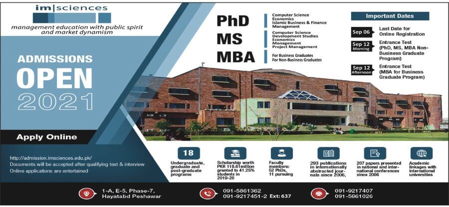 Institute Of Management Sciences IMS Peshawar Admissions 2021- Fee Structure