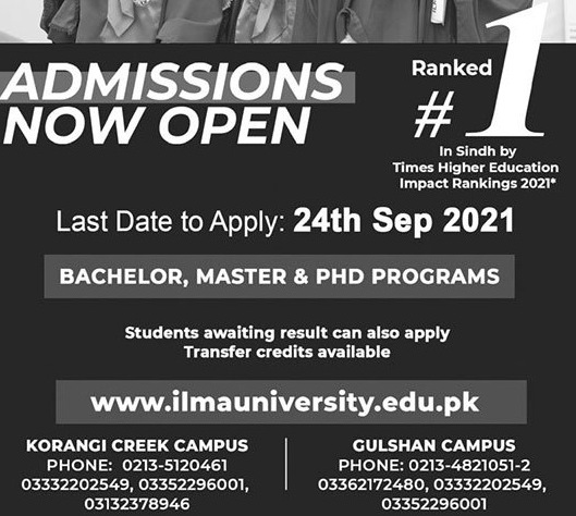 IU Karachi Fall Admissions 2021