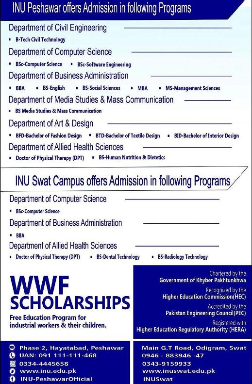Iqra National University Peshawar Fall Admissions 2021 For BS, DOCTORATE, MS/M.PHIL