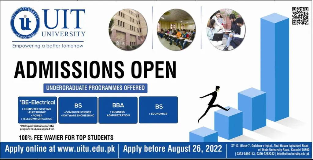 Usman Institute of Technology UIT Karachi Admissions 2022 Apply Online