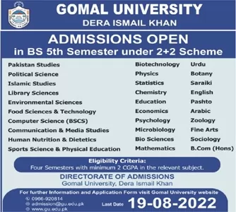 Gomal University GU D.I Khan Admissions