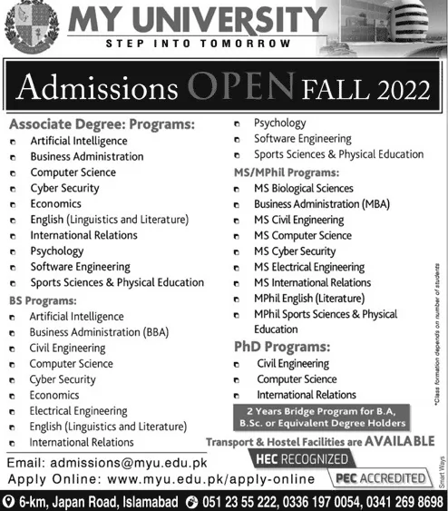 Muslim Youth University Islamabad Admissions