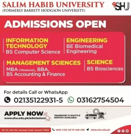 Salim Habib University Karachi Admissions