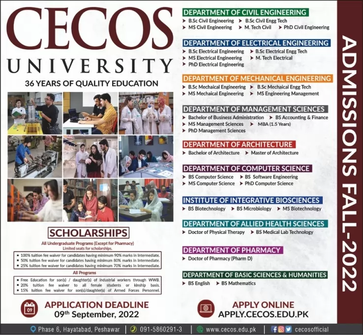 CECOS Peshawar Admissions