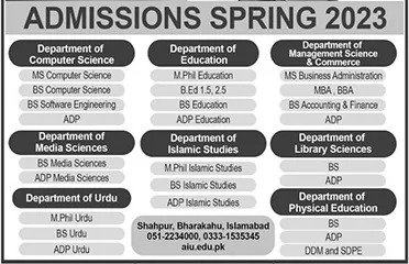 AIU Islamabad Admissions 2023