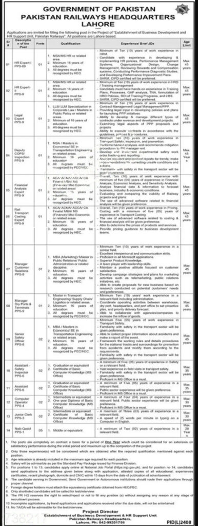 Pakistan Railways Lahore Jobs 2023