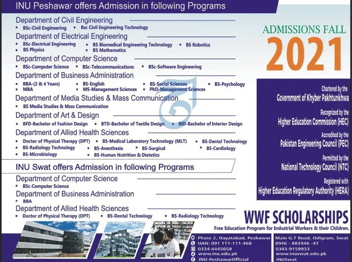 INU Swat Fall Admissions 2021