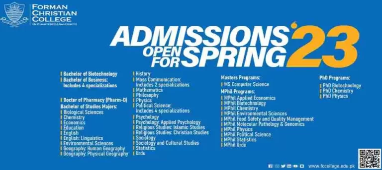 Forman Christian FCCU College Lahore Admissions 2023 | Apply Online