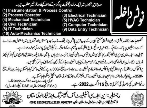 NFC-Institute of Engineering & technology Multan Admissions